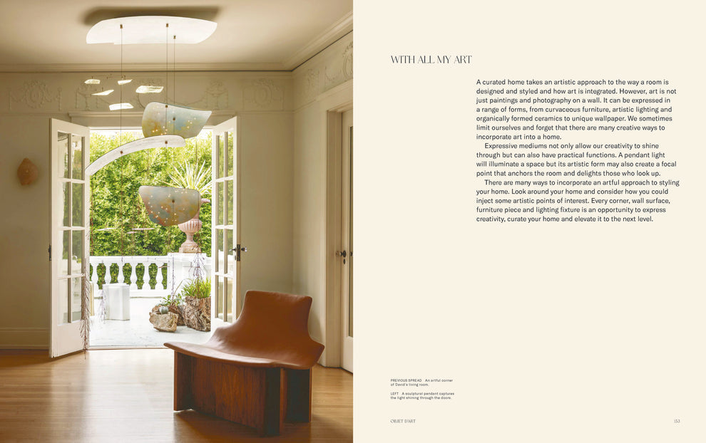 Curated Style page spread showing a bedroom