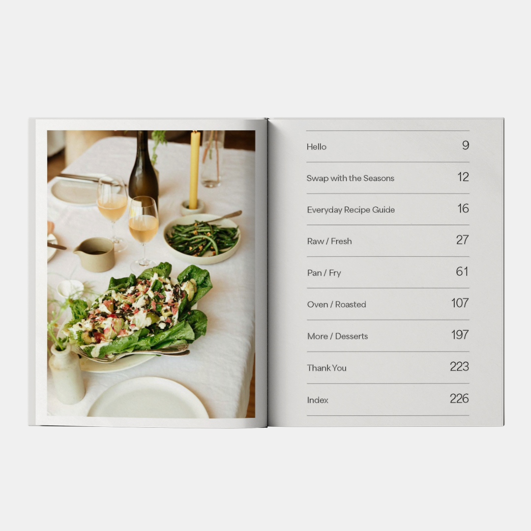 More Salad cookbook page spread showing food photography