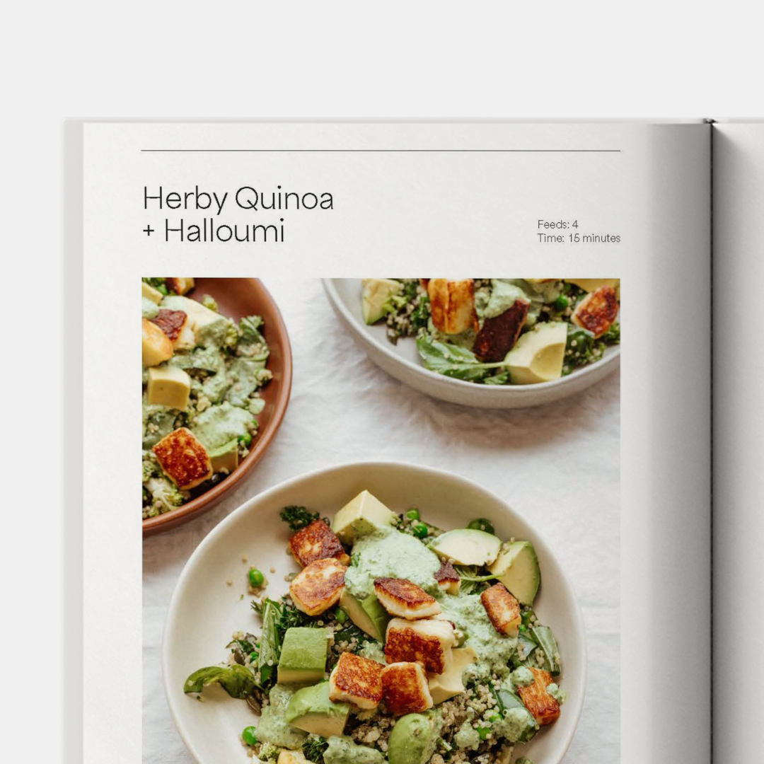 More Salad cookbook page spread flatlay