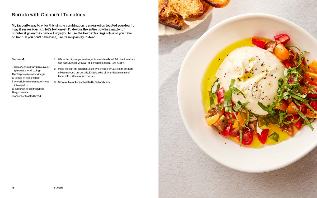 Seriously Delicious cookbook page spread showing a recipe