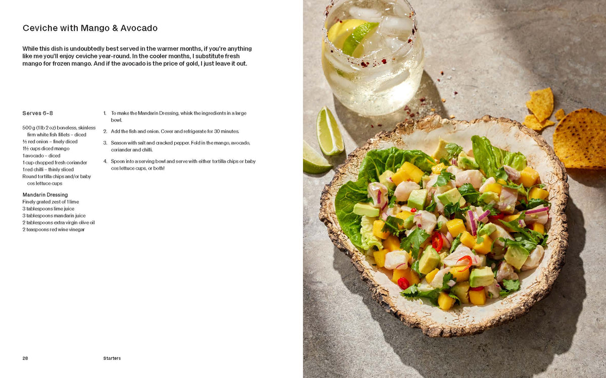 Seriously Delicious cookbook page spread showing a dessert recipe