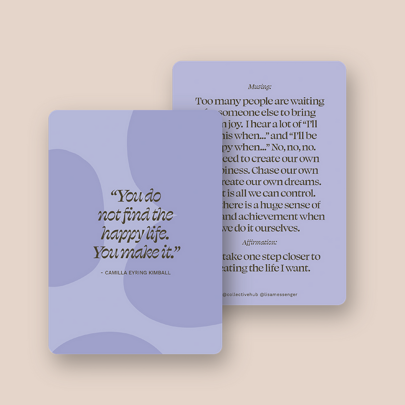 A Reset Your Mindset Mantras and Affirmations card with a positive quote on it from Collective Hub.