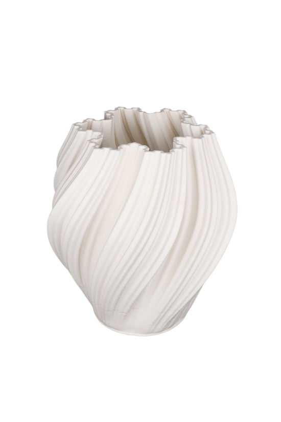 Amelie 3D Printed Ceramic Vase in White – Sculptural Watertight Vessel (Small or Large)