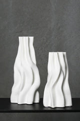 Anouk White 3D Printed Ceramic Vase – Sculptural Wave Design