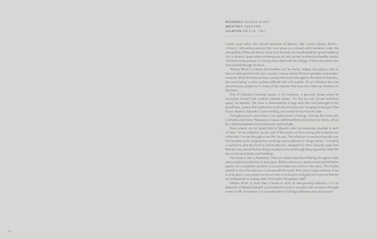 Art in Residence page spread showing a Barbican apartment