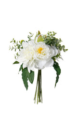 Artificial Dahlia & Peony Bouquet – White, 35.5cm Faux Floral Arrangement