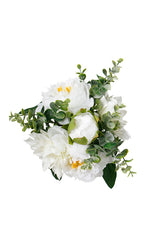 Artificial Dahlia & Peony Bouquet – White, 35.5cm Faux Floral Arrangement