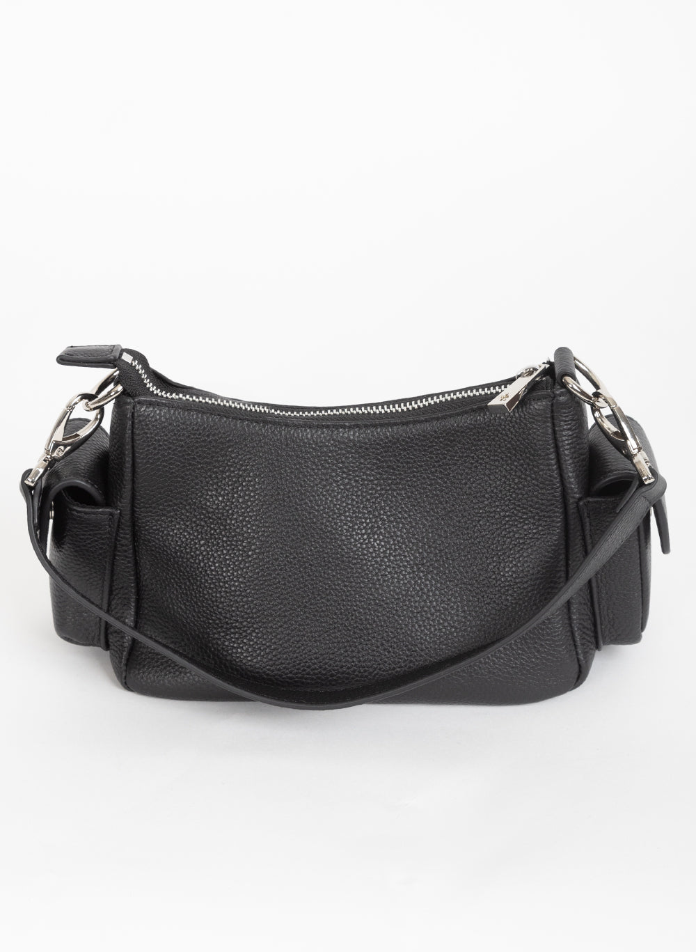 Back of the black Busy Day Bag with its shoulder strap