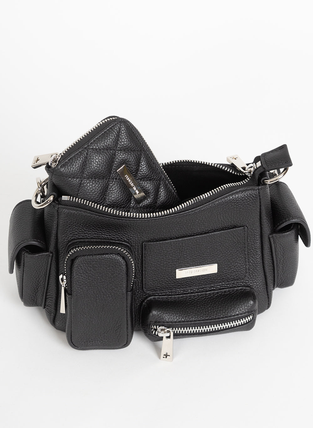 Busy Day Bag open, with a quilted pouch tucked inside