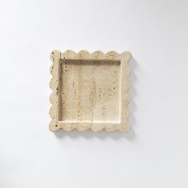 Scalloped Travertine Tray – Organic Stone Styling Piece