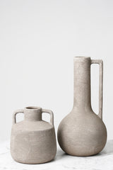 Terracotta Long Neck Vase with Large Handle – Sculptural Clay Vessel 34cm
