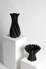 Cleo 3D Printed Compote Vase | Sculptural White & Black Vase