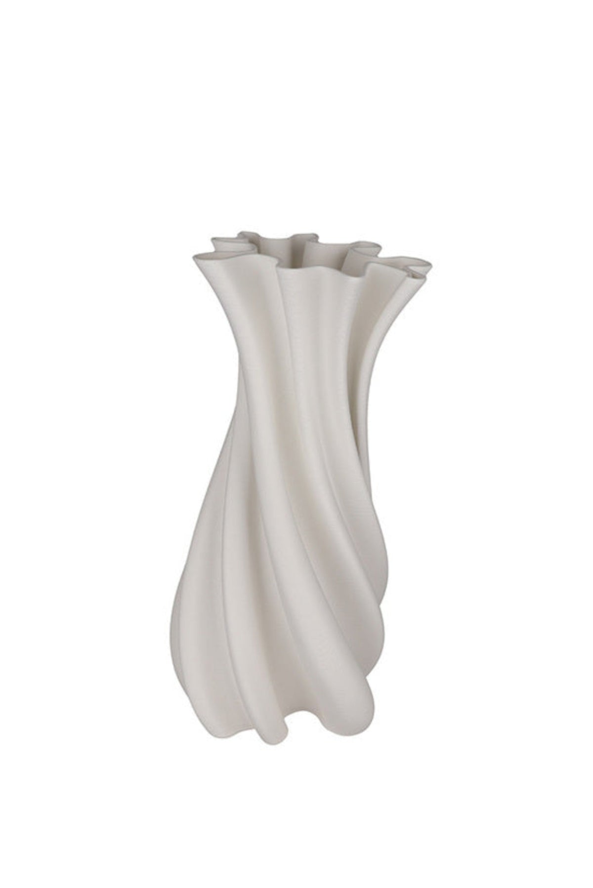 Small white Camila vase on a white background