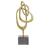 A Sculpture 06 - Silver / Gold / Black metal sculpture with dimensions of width and height on a black base, by Flux Home.