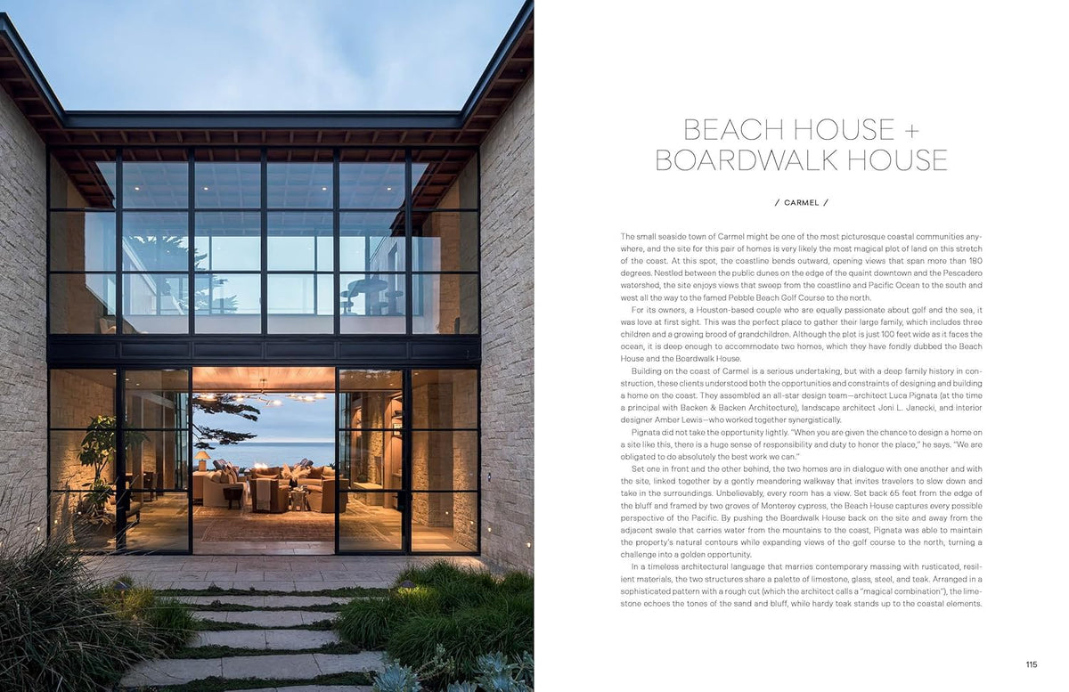 California Coastal page spread showing a bluff-top home