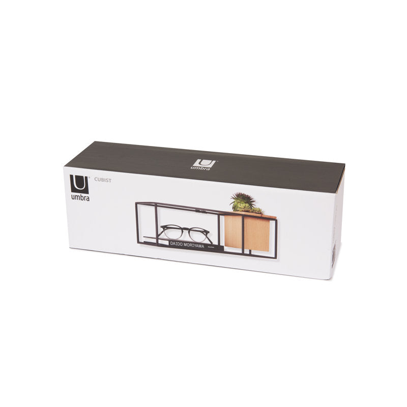 Umbra Cubist Shelf – Sand/Black (Small) | Floating Shelf + Planter