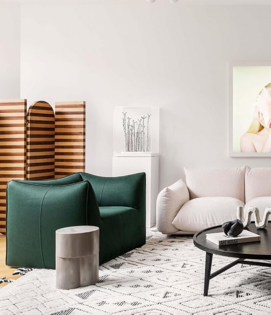 Curated Living page spread showing an elegant interior