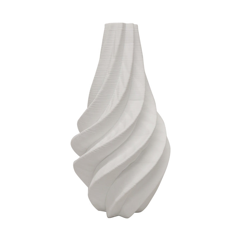 Spiral porcelain vase from another angle, the twist running the full height