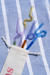 Curly Reusable Glass Straws Set from Sucker – 4 Pack