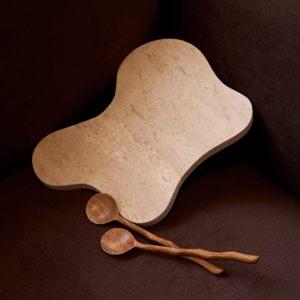Isobel Travertine Tray – Sculptural Stone Decor
