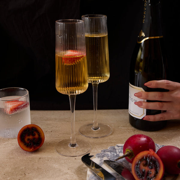 Amalfi Champagne Glasses (Set of 2) by Papier HQ — Fluted Slim-Stem