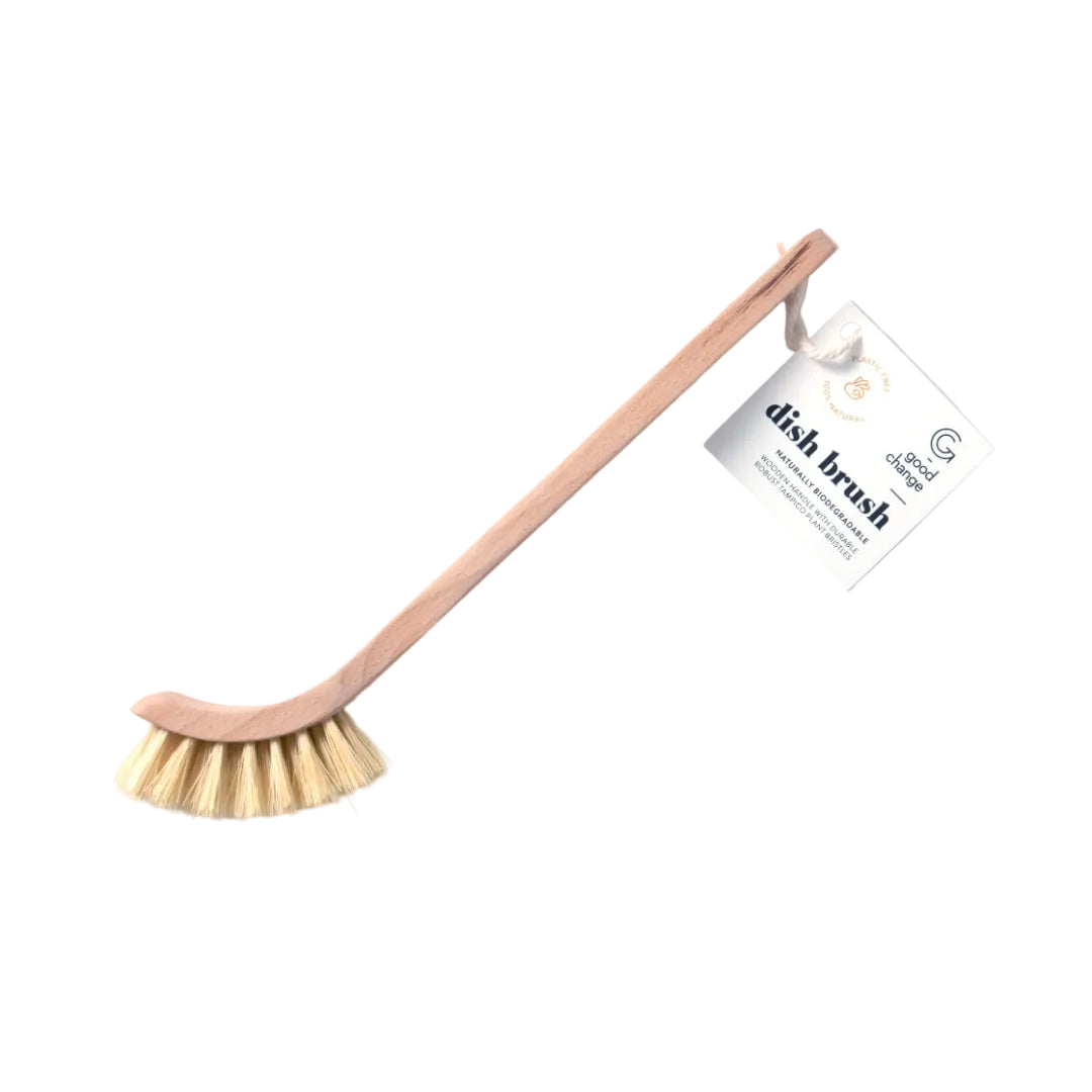 Good Change wooden dish brush in FSC beech with natural tampico bristles