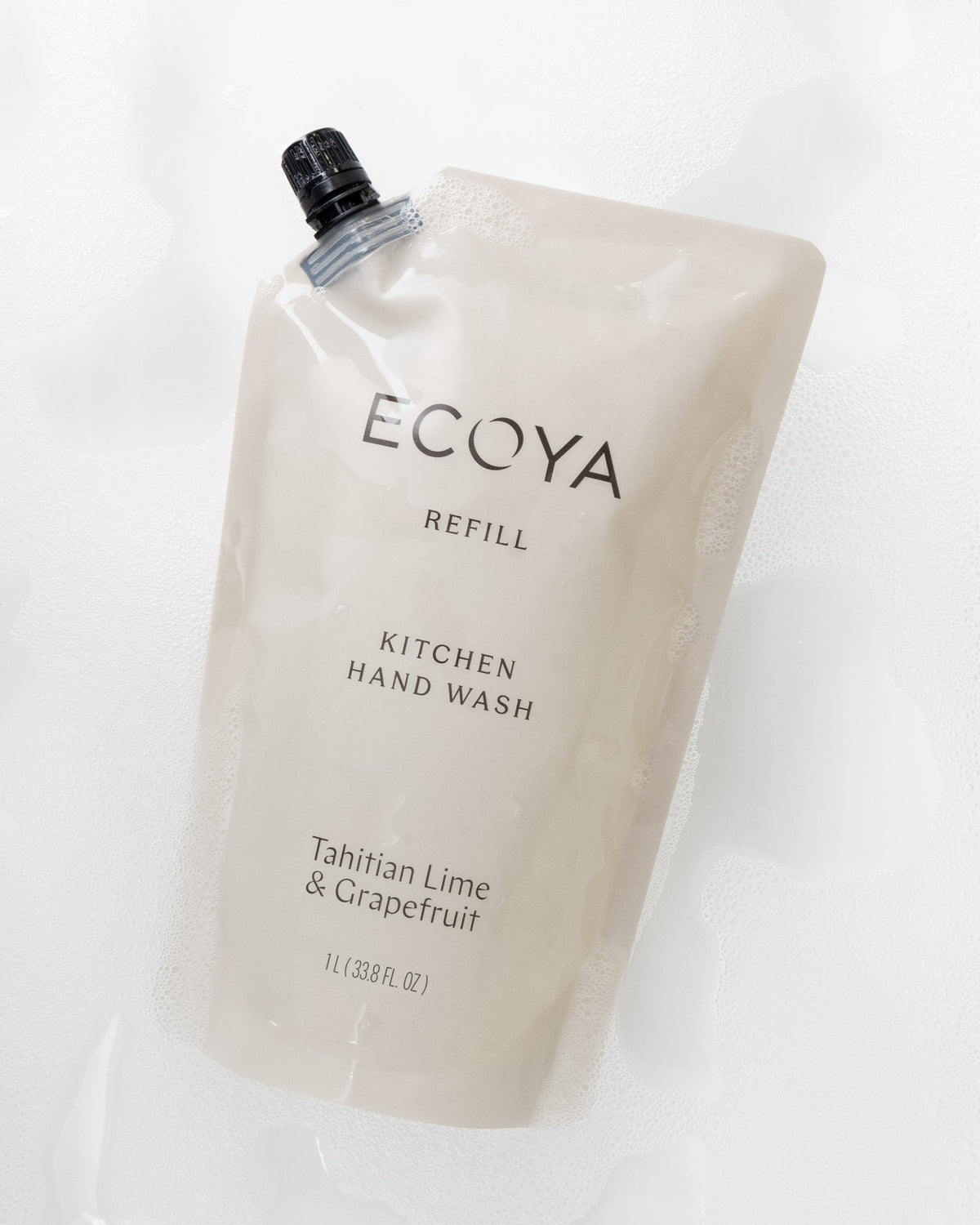 Ecoya Tahitian Lime and Grapefruit hand wash refill pouch, alternate angle