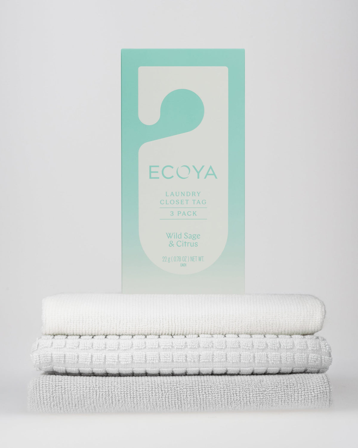 Ecoya Wild Sage and Citrus closet tag set packaging detail