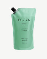 Ecoya Wild Sage and Citrus laundry liquid 1 litre refill pouch with a black screw cap