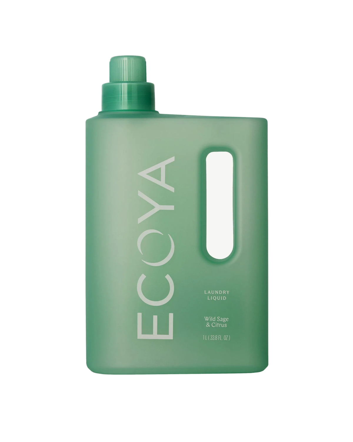 Ecoya Wild Sage and Citrus laundry liquid in a 1 litre bottle with a black cap