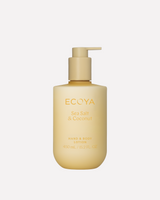 Ecoya Sea Salt and Coconut hand and body lotion 450ml in a frosted glass pump bottle