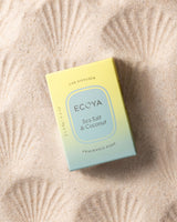 Ecoya Sea Salt and Coconut car diffuser pods shown with the car diffuser unit