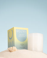 Ecoya Sea Salt and Coconut Madison candle styled in a sunlit coastal interior