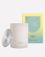 Ecoya Sea Salt and Coconut Madison soy candle 400g in a clear glass jar with gold lid