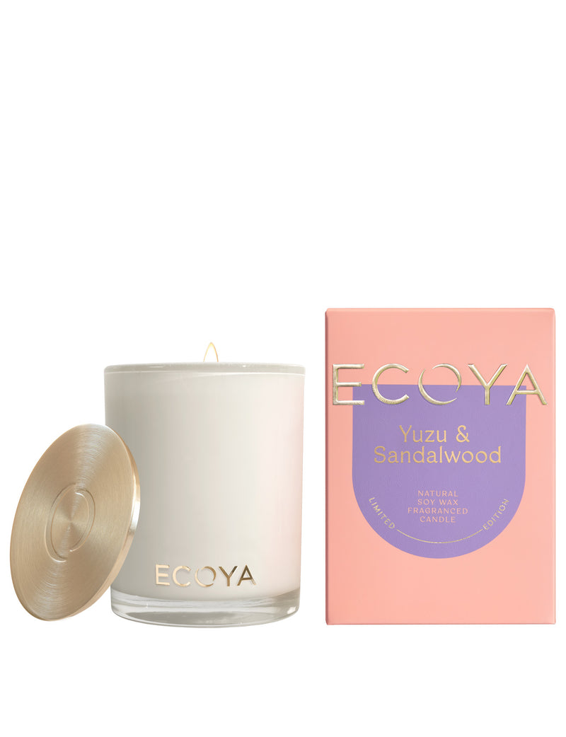 Ecoya Sensory Escapes: Yuzu & Sandalwood Madison Candle - a home fragrance gift with exquisite design.