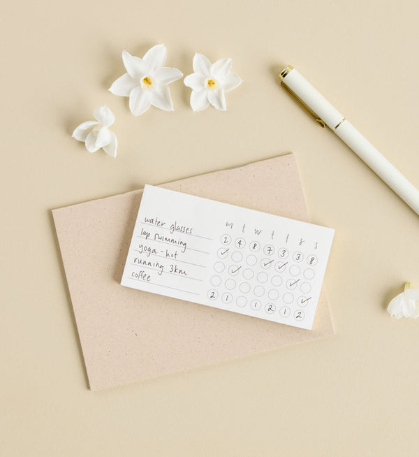 Habit Tracker sticky notes styled in a planner by Emma Kate Co
