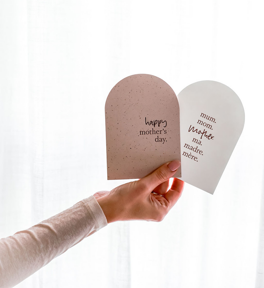 Close up of Happy Mother's Day letterpressed card texture by Emma Kate Co
