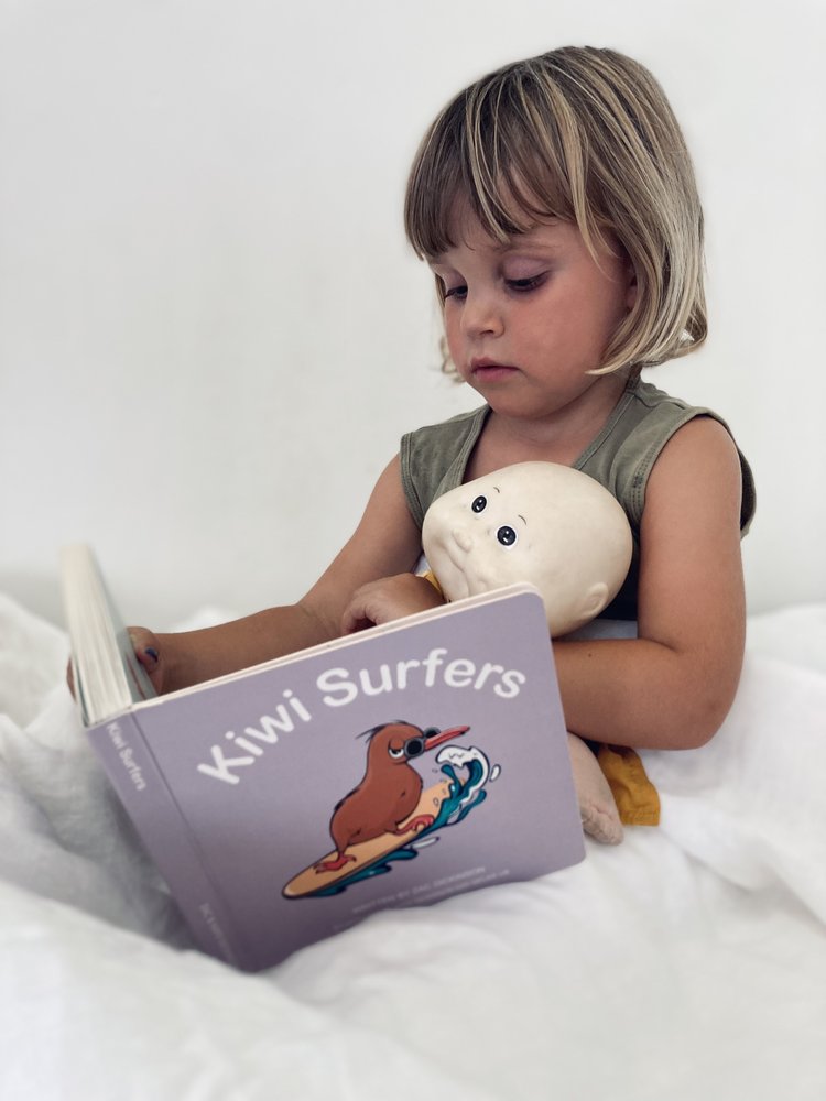 ‘Kiwi Surfers’ Board Book from As We Are Illustration (15×15 cm)