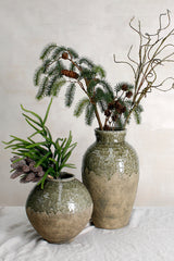 Glazed Urn Vase 47cm – Rustic Stoneware Decor for Timeless Styling
