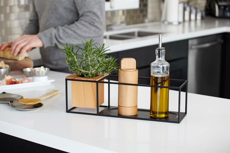 Umbra Cubist Shelf – Sand/Black (Small) | Floating Shelf + Planter
