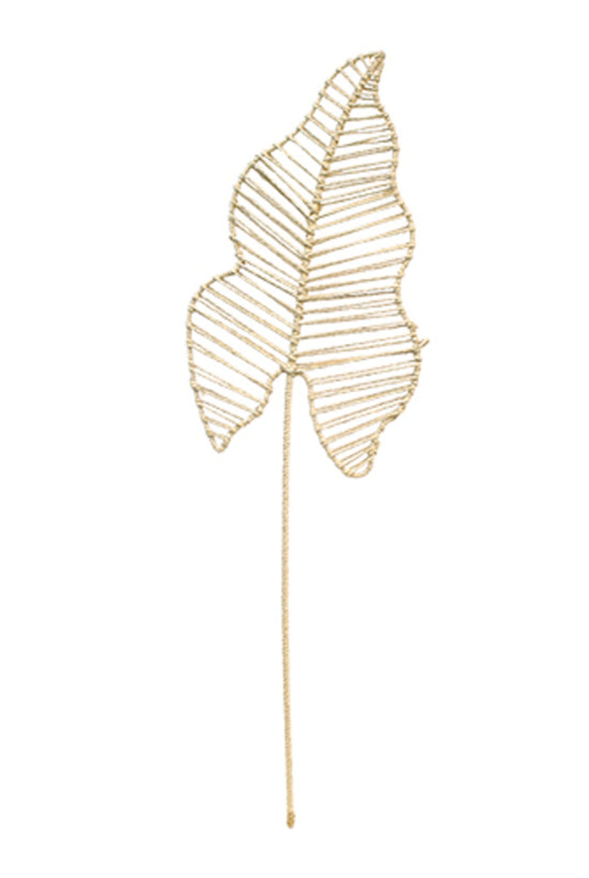 Gabi decorative stem with two leaf shapes formed from wrapped pale rope on a long slim stalk