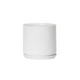 Oslo Ice White Large stoneware planter with saucer, 18cm pot for leafy indoor plants