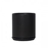Oslo Jet Black XL stoneware planter with saucer, 22cm statement floor pot for large plants