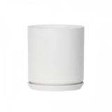 Oslo Ice White XL stoneware planter with saucer, 22cm statement floor pot for large plants