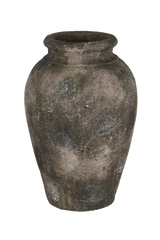 A Flux Home Rustic Urn Vase on a black background.