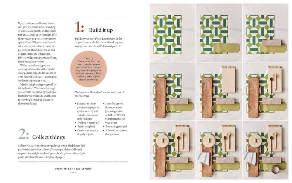 The Home Style Handbook page spread showing a moodboard