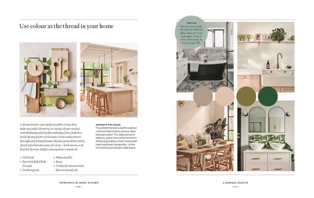 The Home Style Handbook page spread showing a styled living room