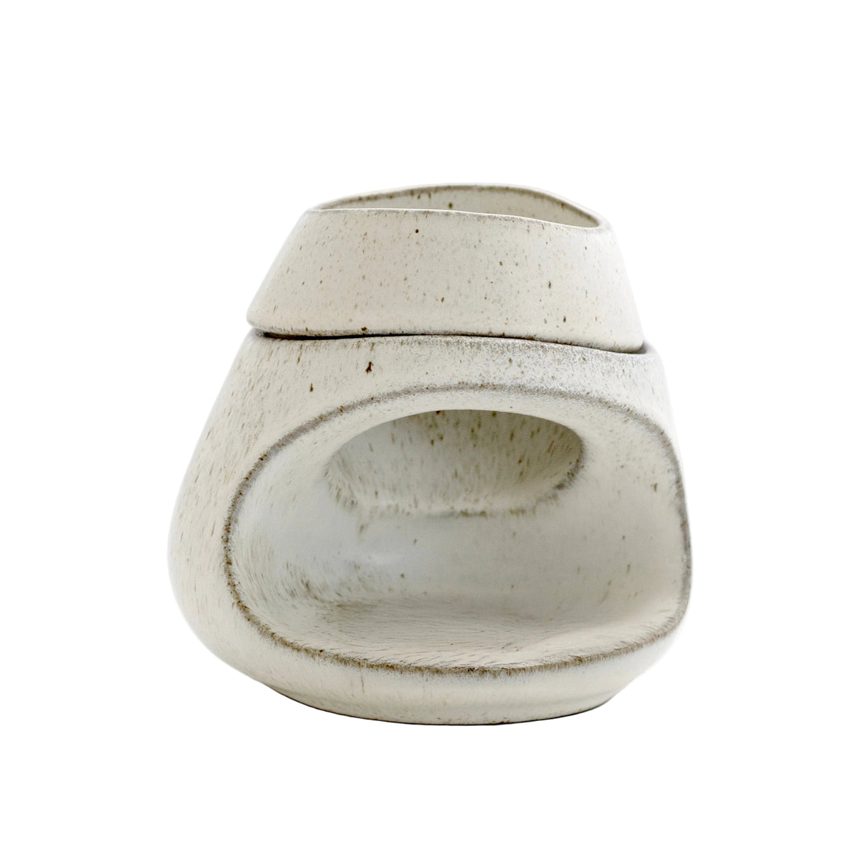 Fort Ceramic Wax Burner light speckle finish by Ned Collections