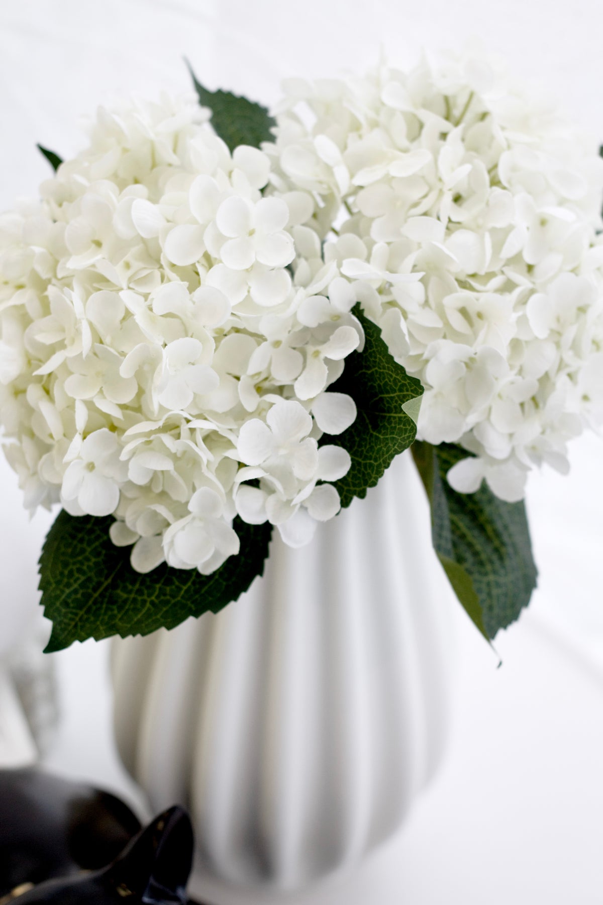 Hydrangea Short Stem, White 45cm Faux Flower