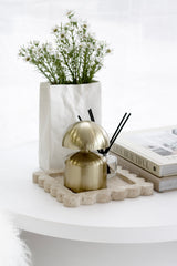 Scalloped Travertine Tray from Papier HQ – Modern Organic Stone Styling Piece